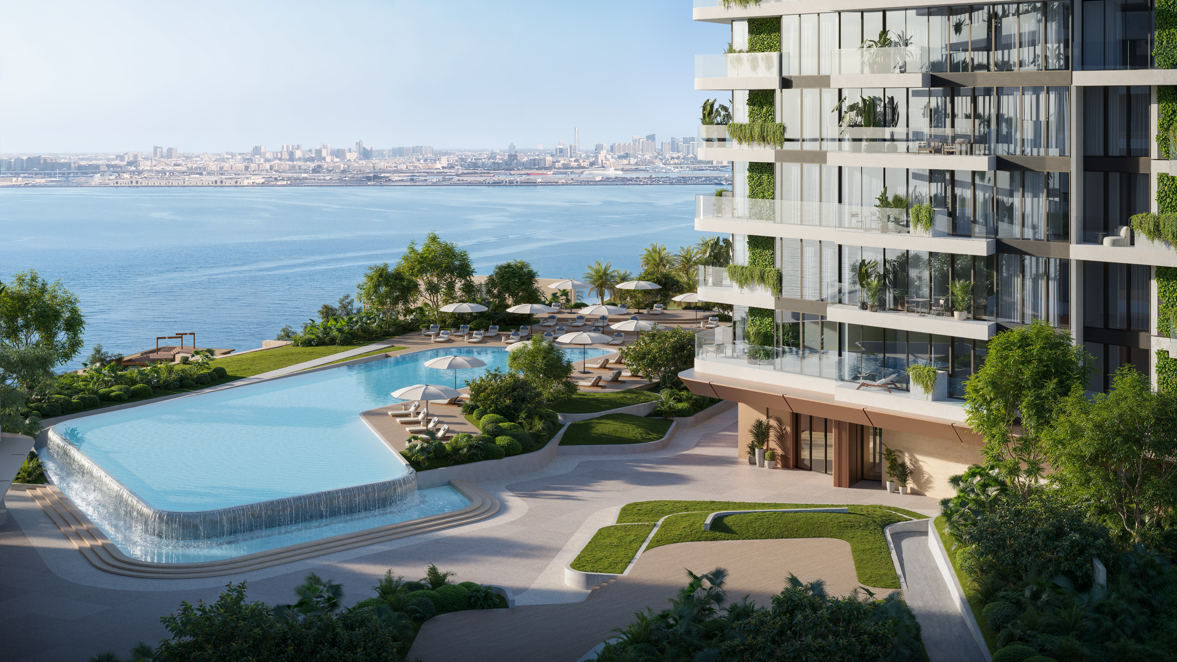 Unwind at the podium-level wet area and heated pool, enjoying panoramic views in a serene setting.